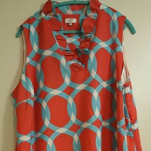 crown & ivy curvy 22w Sleeveless Ruffle neck Dress